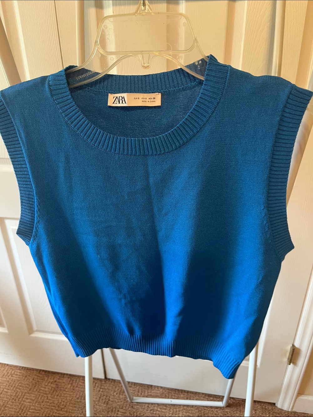 Zara Bright Blue Knit Sleeveless Tank PTP 17” L19”